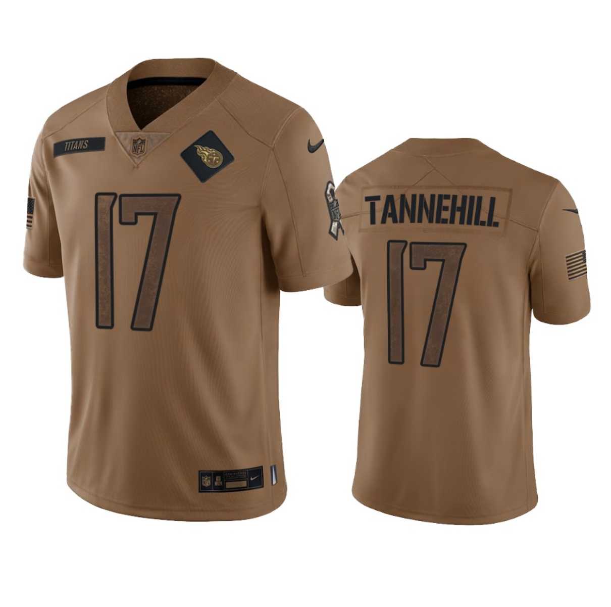 Men%27s Tennessee Titans #17 Ryan Tannehill 2023 Brown Salute To Service Limited Jersey Dyin